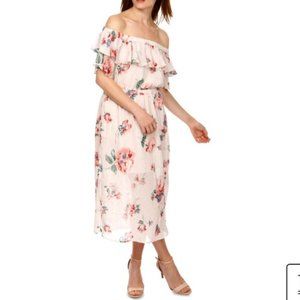 Lucky Brand Off the Shoulder Floral Midi Dress L